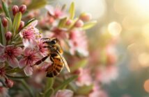 Biene an einer Manuka-Blüte (Foto: AdobeStock_702831869 vxnaghiyev)